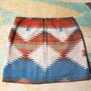 Western print mid length mini skirt